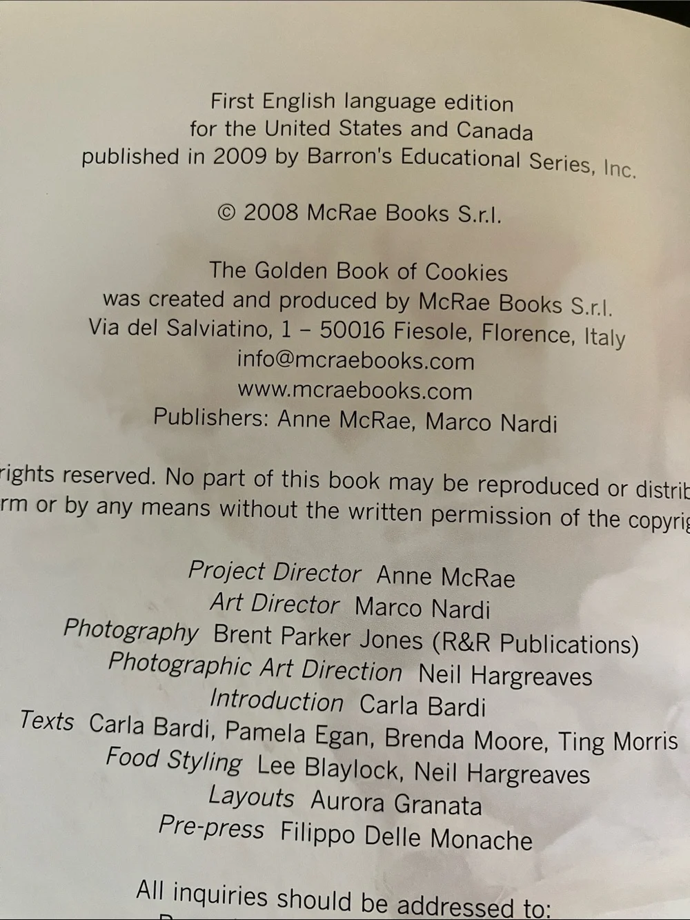 Golden Book of Cookies Baking Cookbook Gilded Edges Bookmark 2008 Hardcover